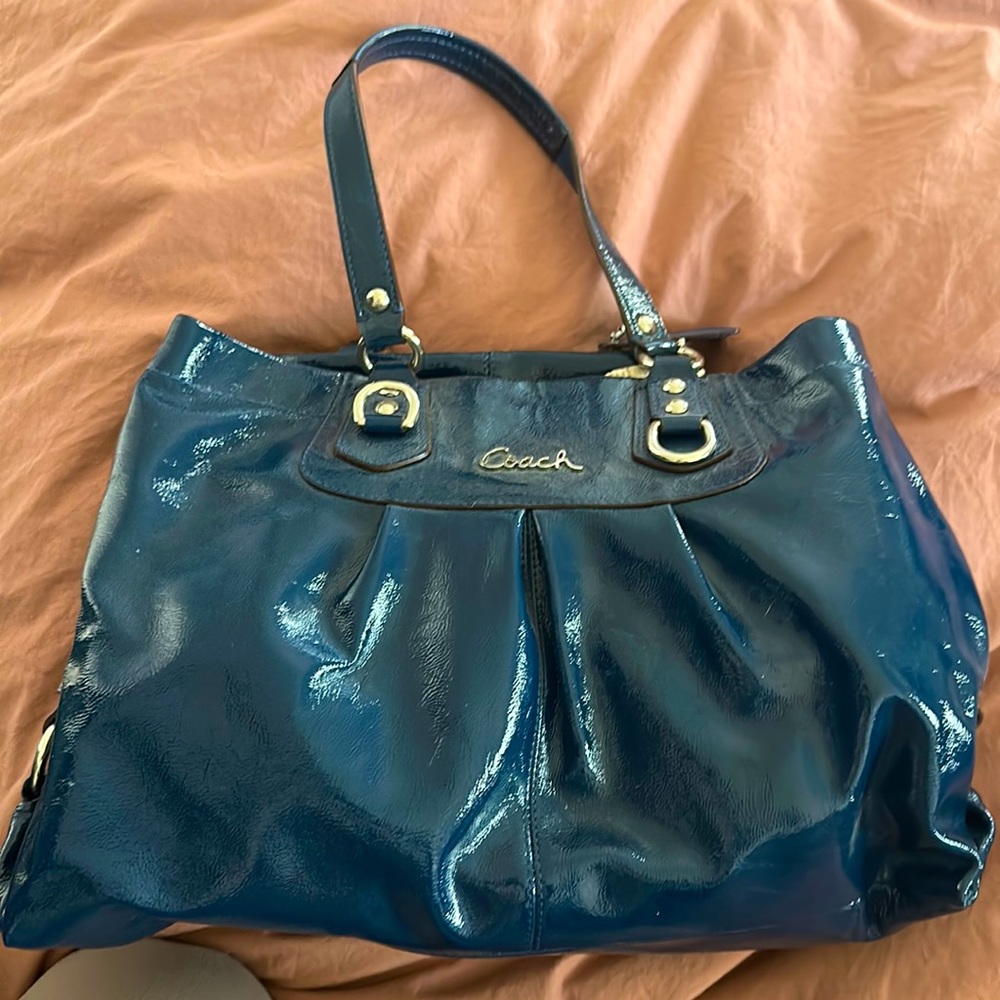 Coach Teal Patent Leather Multi-case Bag